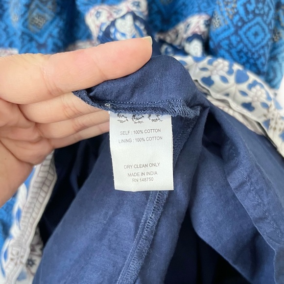 SEA NEW YORK Brigitte Border Puff Sleeve Print Dress in Navy Sz L - Picture 9 of 9